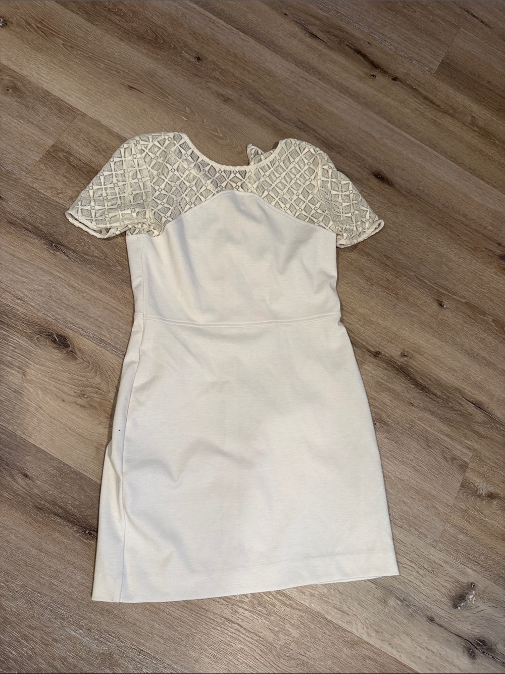 Banana Republic Cream Lace-Yoke Short Dress